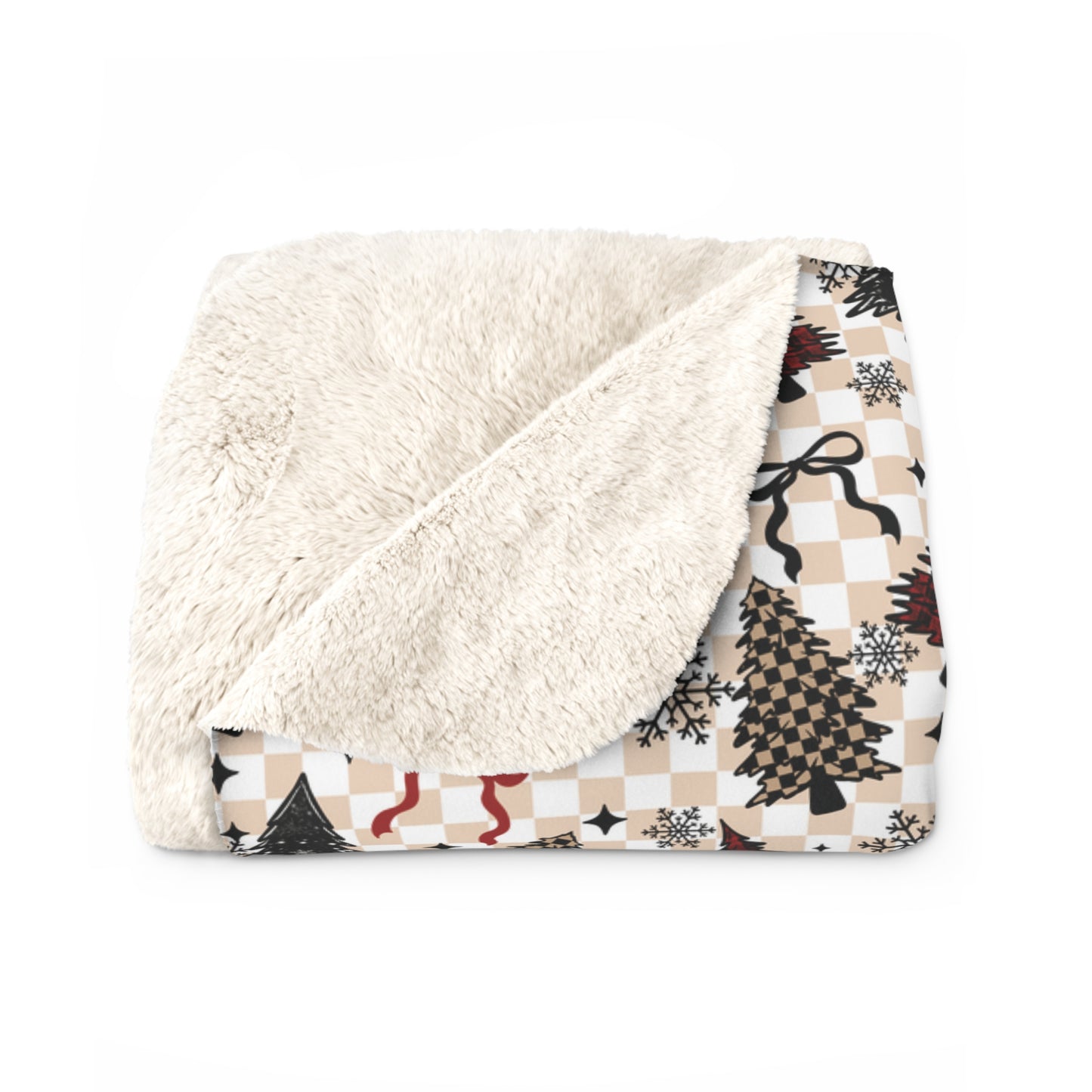 Plaid Christmas Trees Sherpa Fleece Blanket