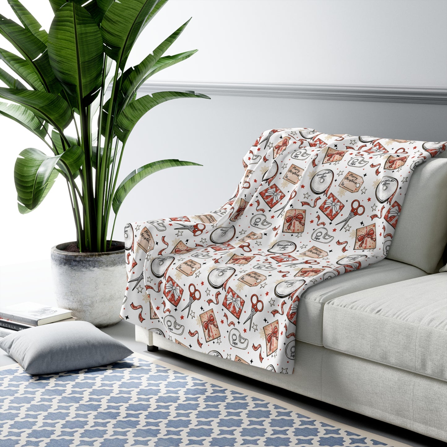 Wrapping Paper Sherpa Fleece Blanket