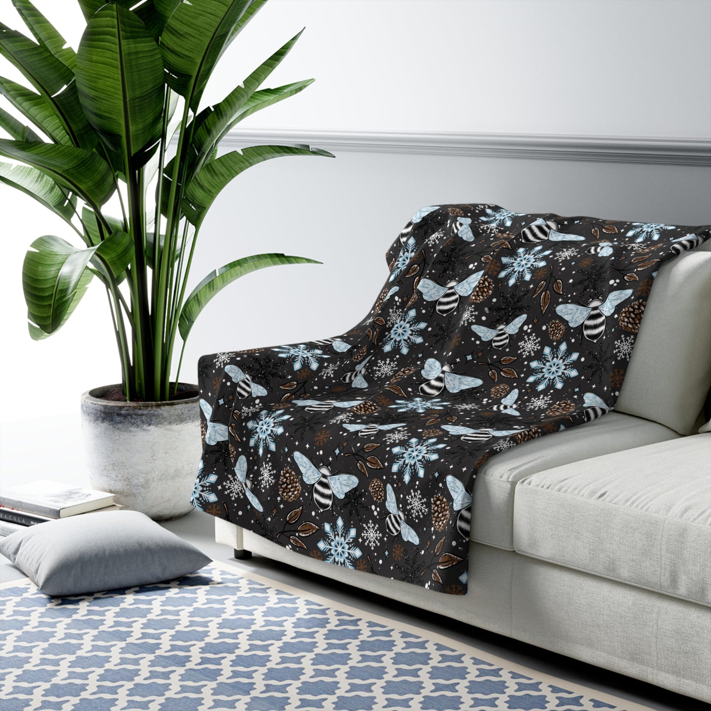 Winter Bees Sherpa Fleece Blanket