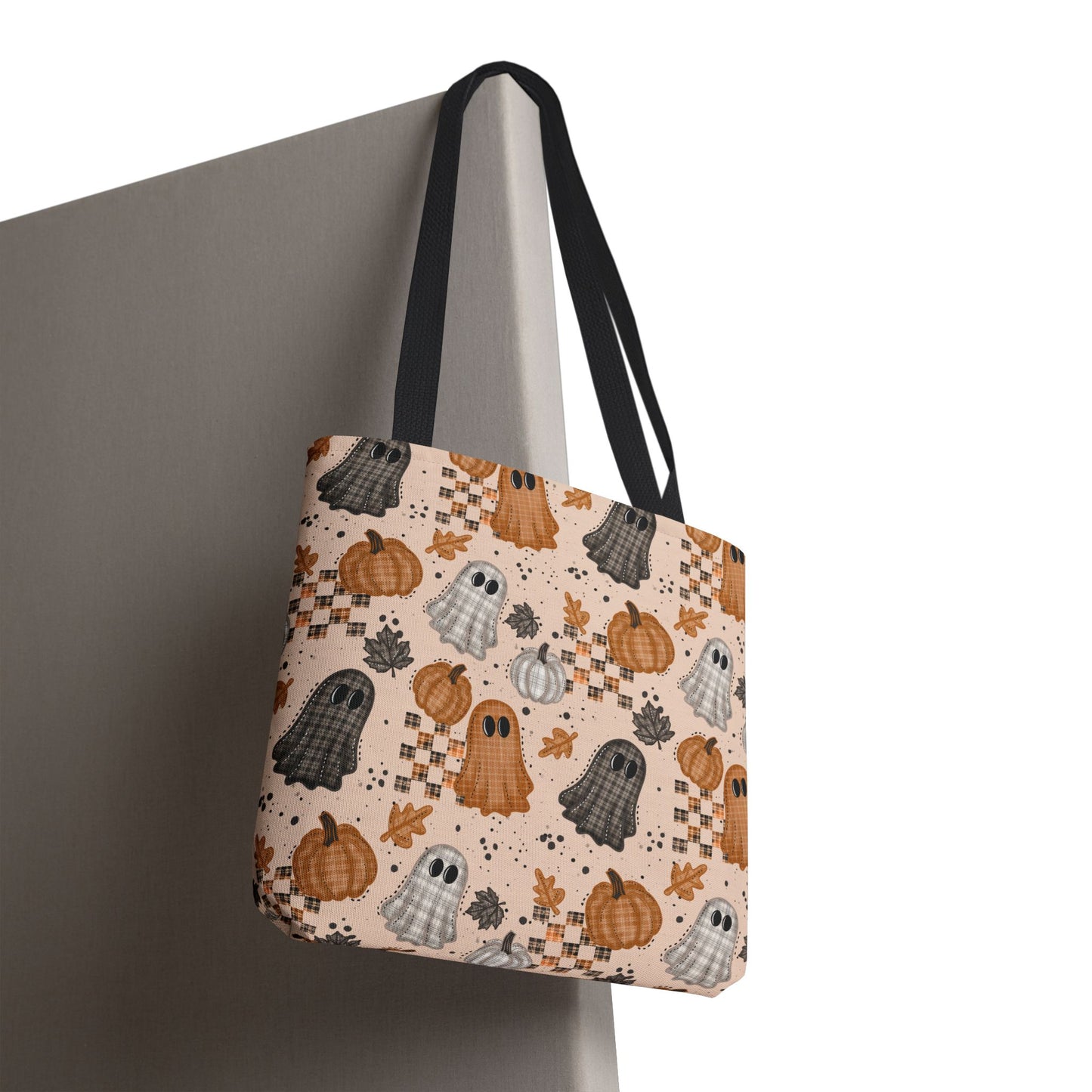 Plaid Ghosts Tote Bag - Fall Themed Halloween Fashion Accessory