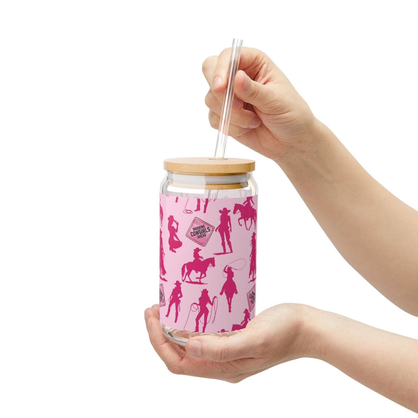 Pink Cowgirls Rodeo Sipper Glass, 16oz