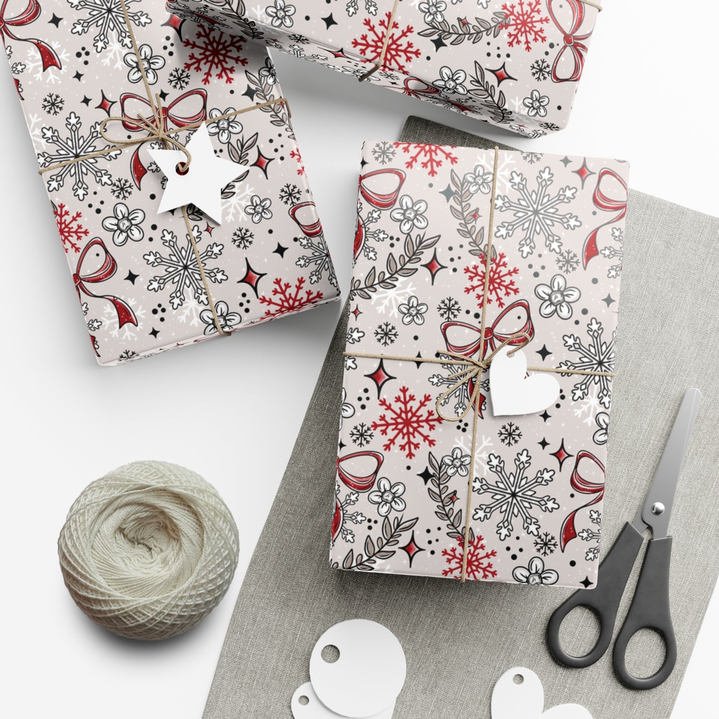 Snow and Bows Gift Wrap Papers