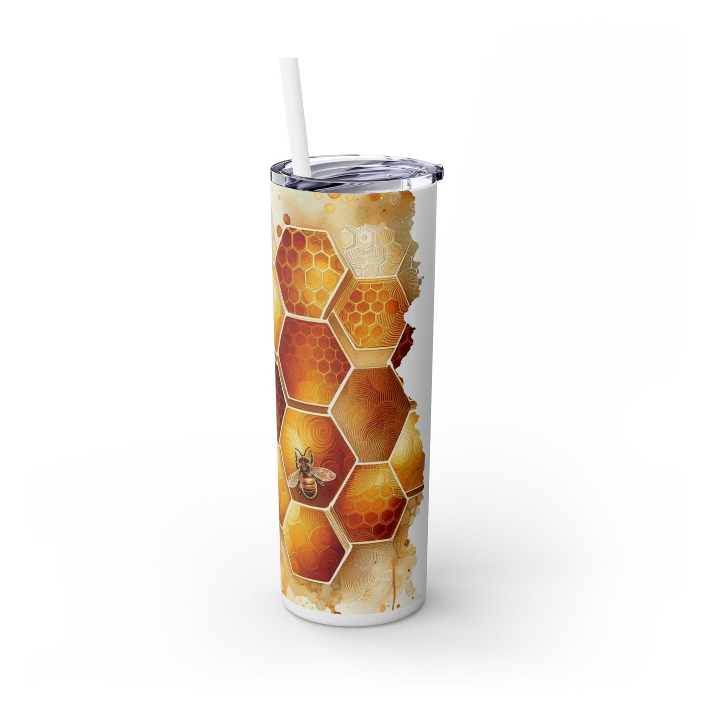Personalized Honeycomb Skinny Tumbler - 20oz Travel Mug with Straw