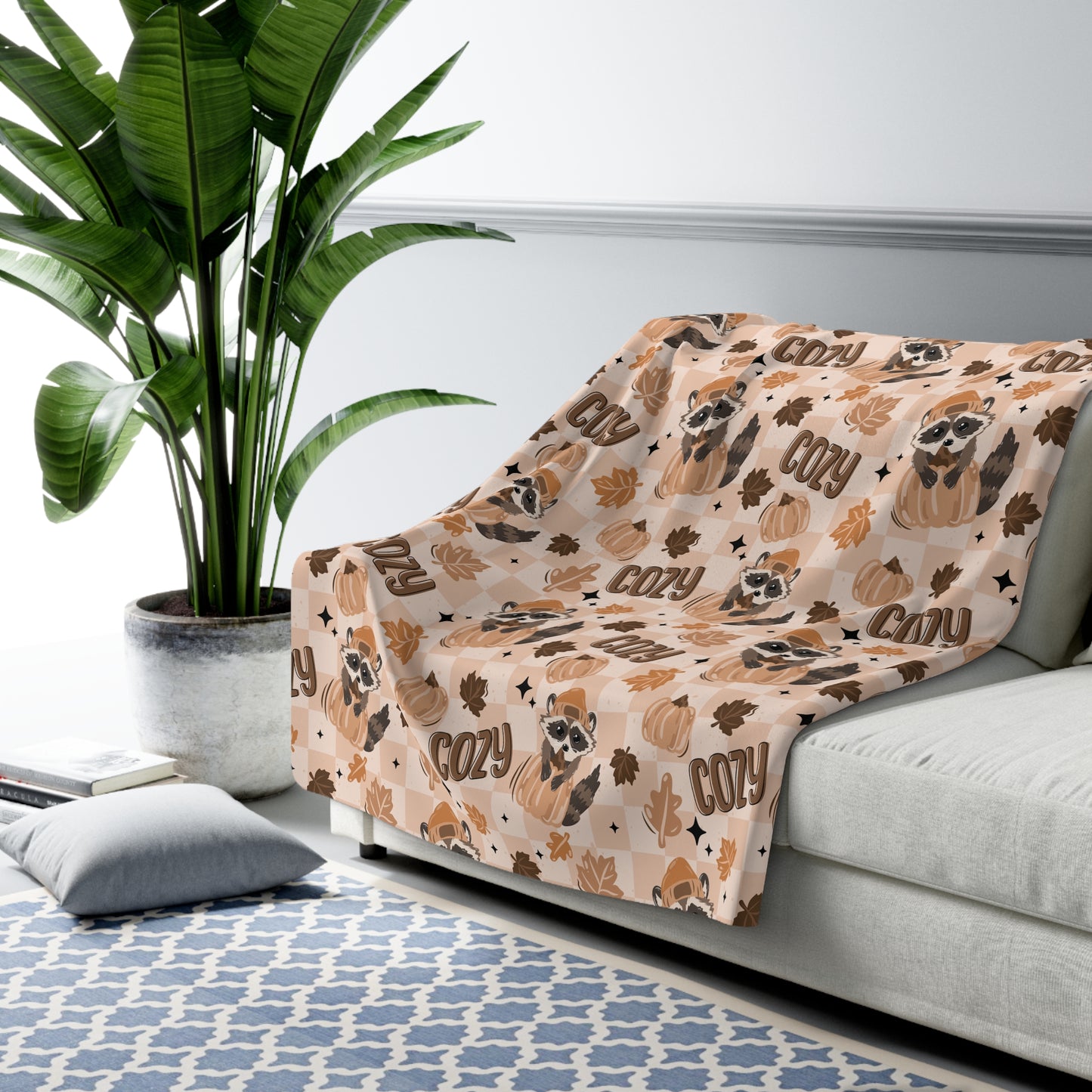 Cozy Raccoon Sherpa Fleece Blanket