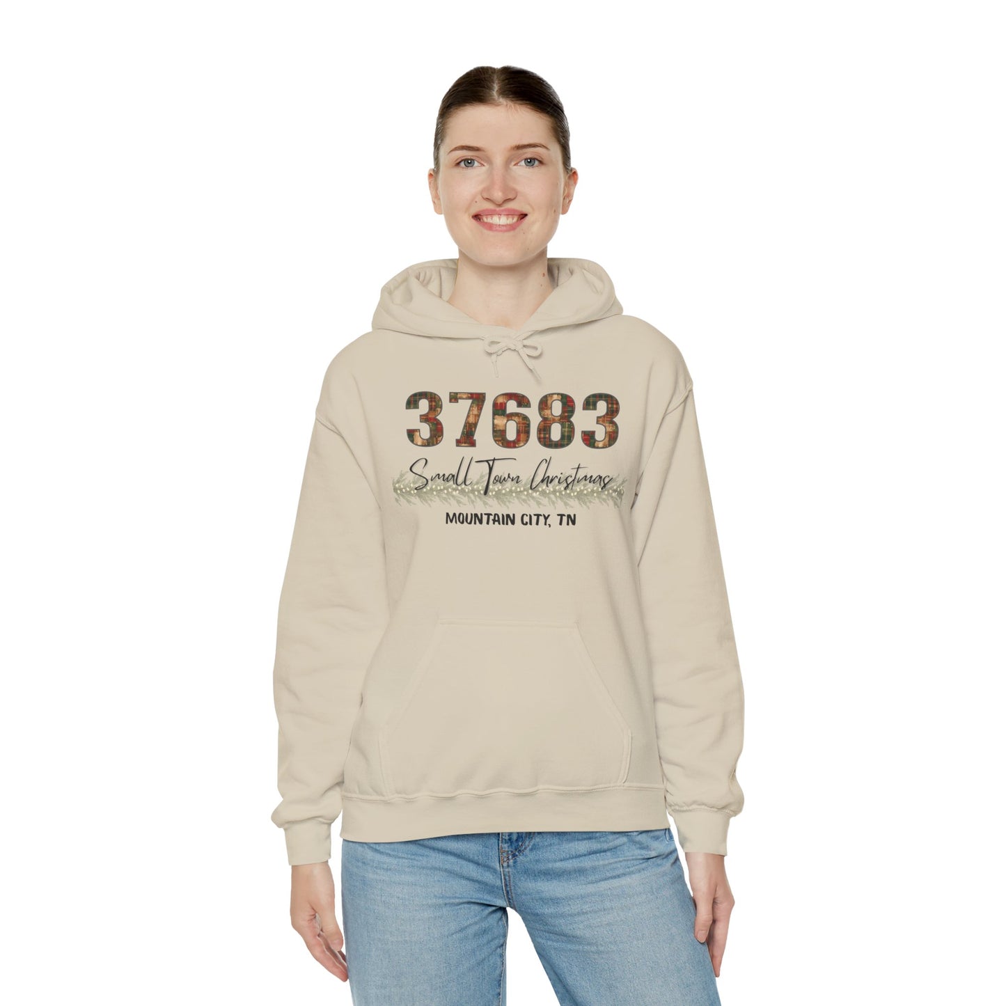 Small Town Christmas Hoodie - Mtn City | Cozy Winter Apparel, Gift for Him/Her, Holiday Outfit, Family Gathering Clothes