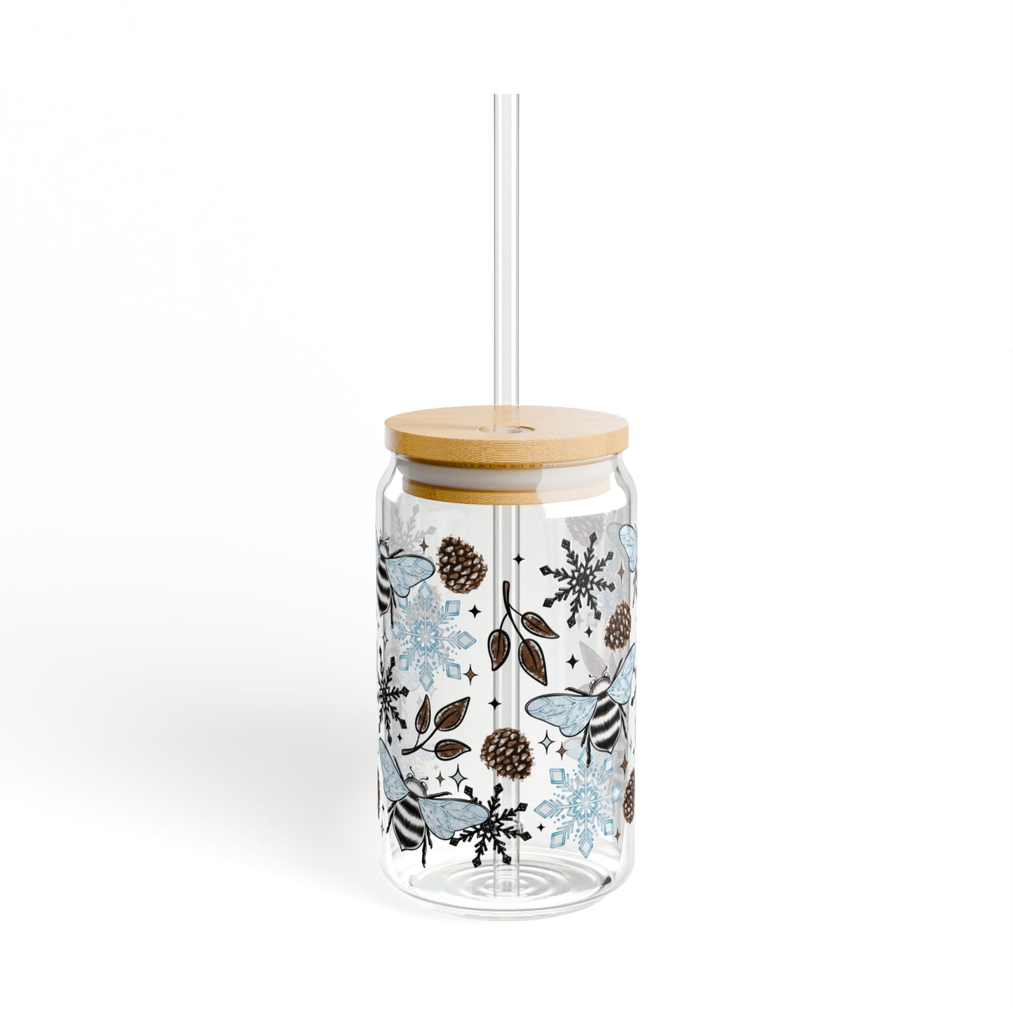 Winter Bee Sipper Glass, 16oz