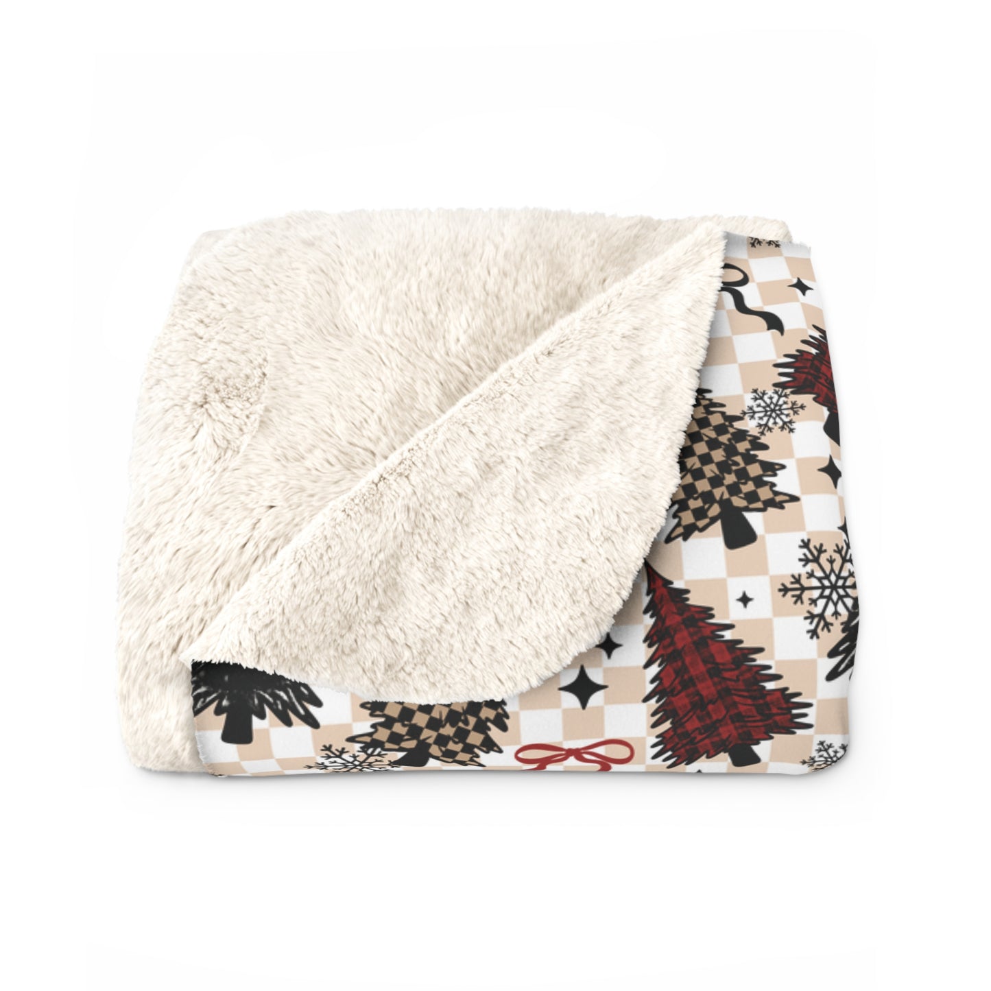 Plaid Christmas Trees Sherpa Fleece Blanket
