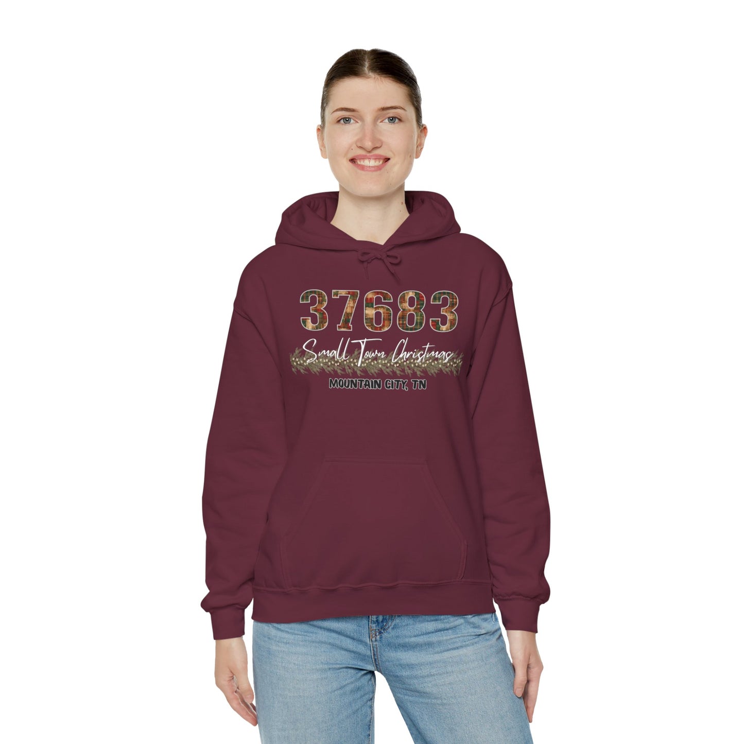 Small Town Christmas Hoodie - Mtn City | Cozy Winter Apparel, Gift for Him/Her, Holiday Outfit, Family Gathering Clothes