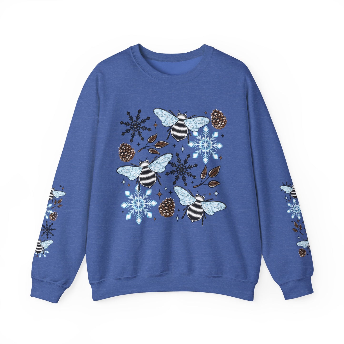 Winter Bee Collage w Sleeves Crewneck Sweatshirt