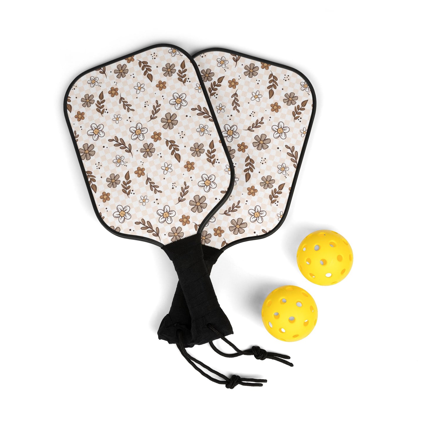 Neutral Florals Pickleball Paddle Set with Balls