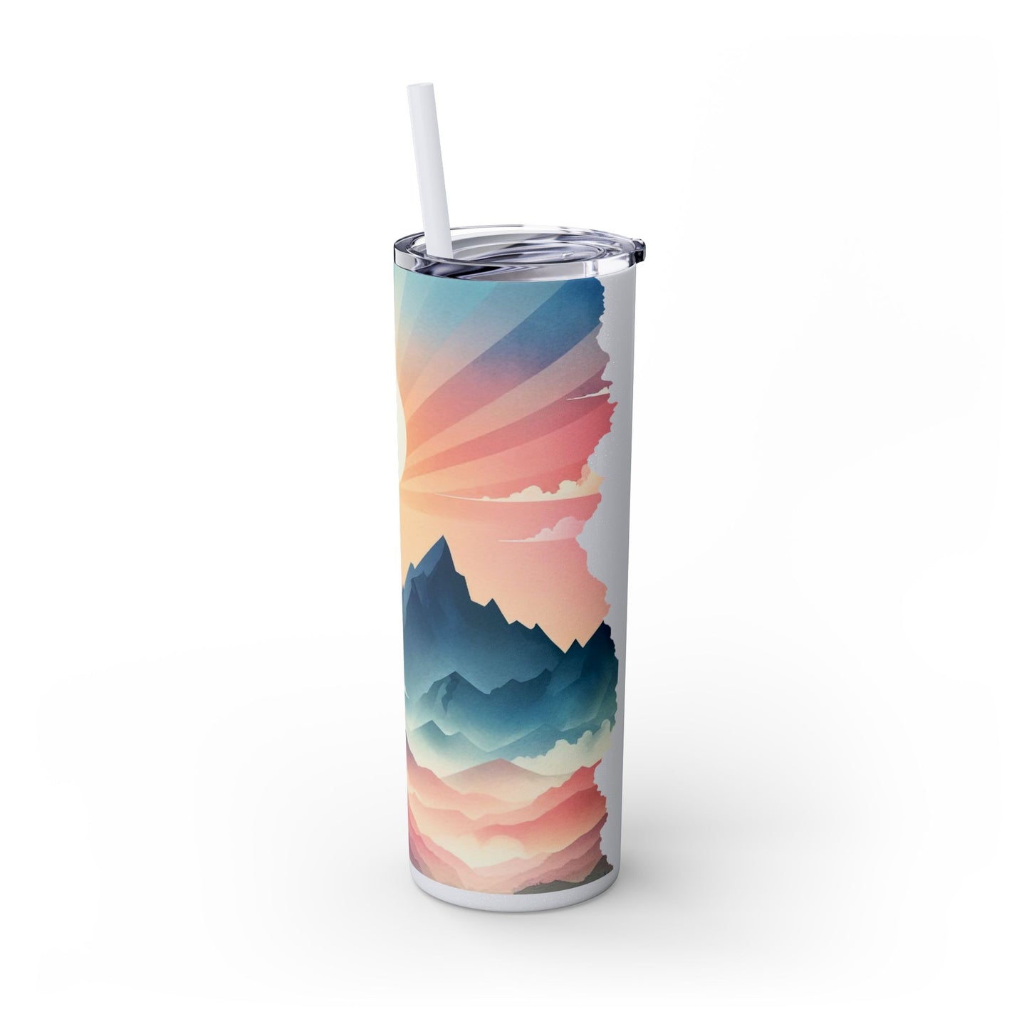 Personalized Sunrise Skinny Tumbler - 20oz Travel Mug with Straw