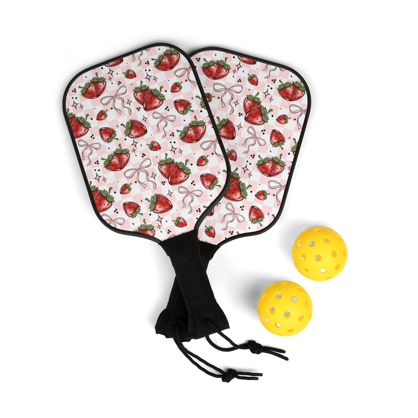 Strawberry Season Pickleball Paddle Set with Balls