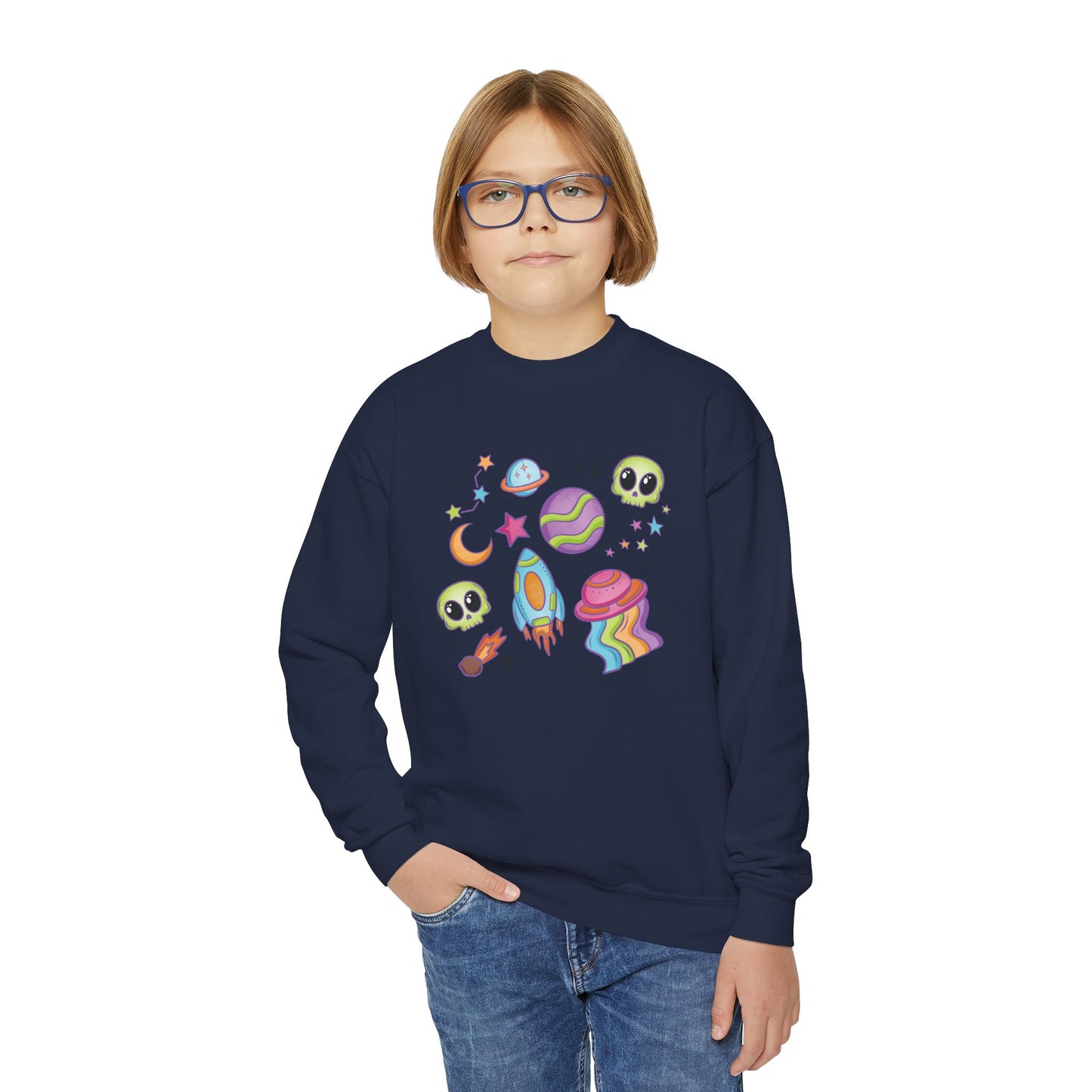 Rainbow Space Collage Crewneck Sweatshirt