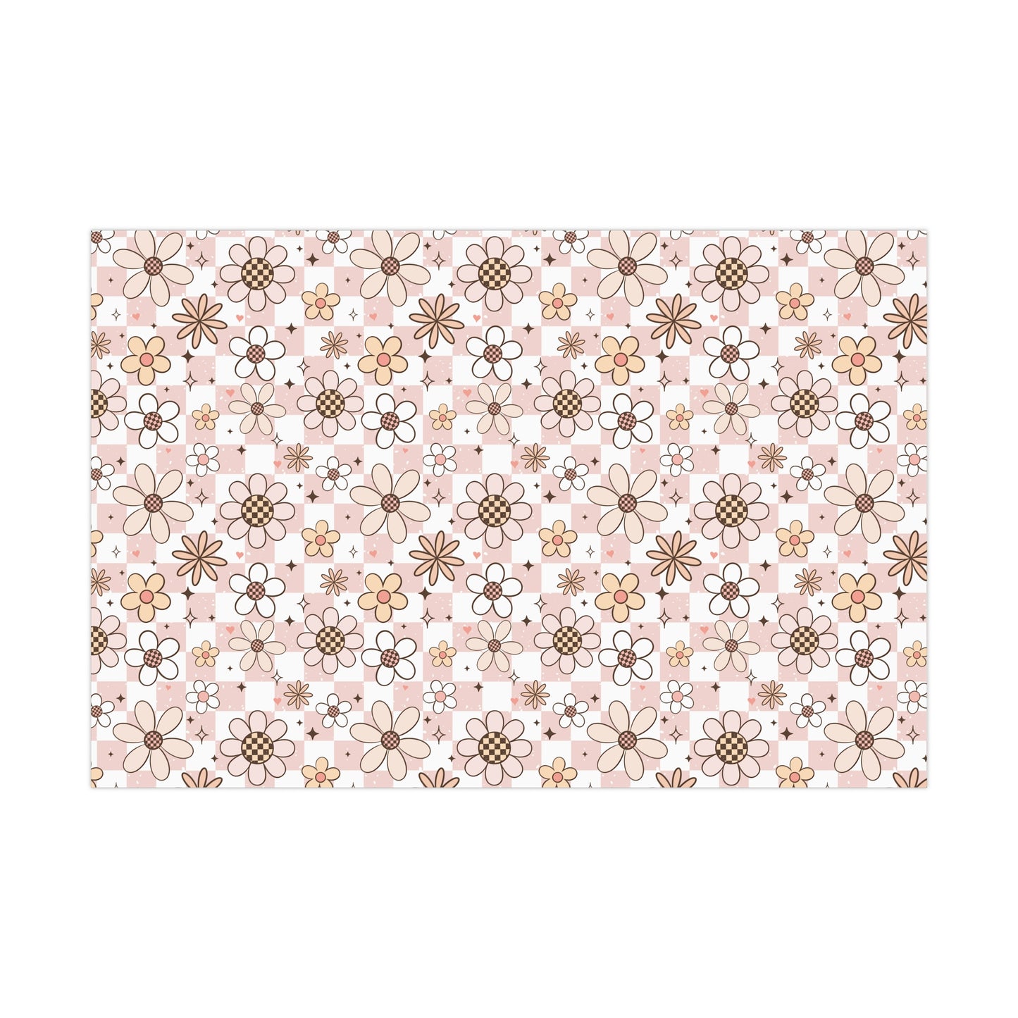 Pastel Floral Checker Gift Wrap Papers