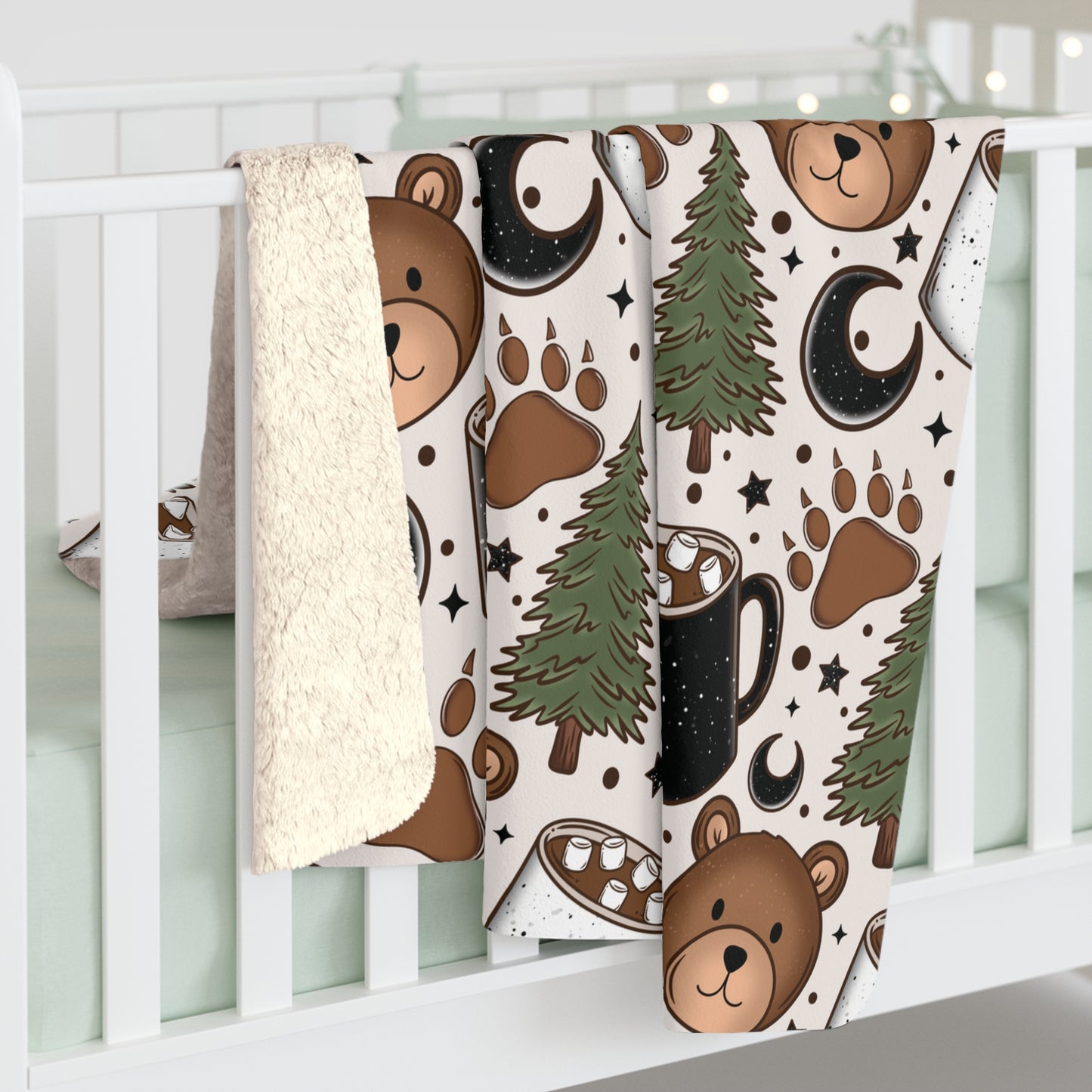 Bear Camping Sherpa Fleece Blanket