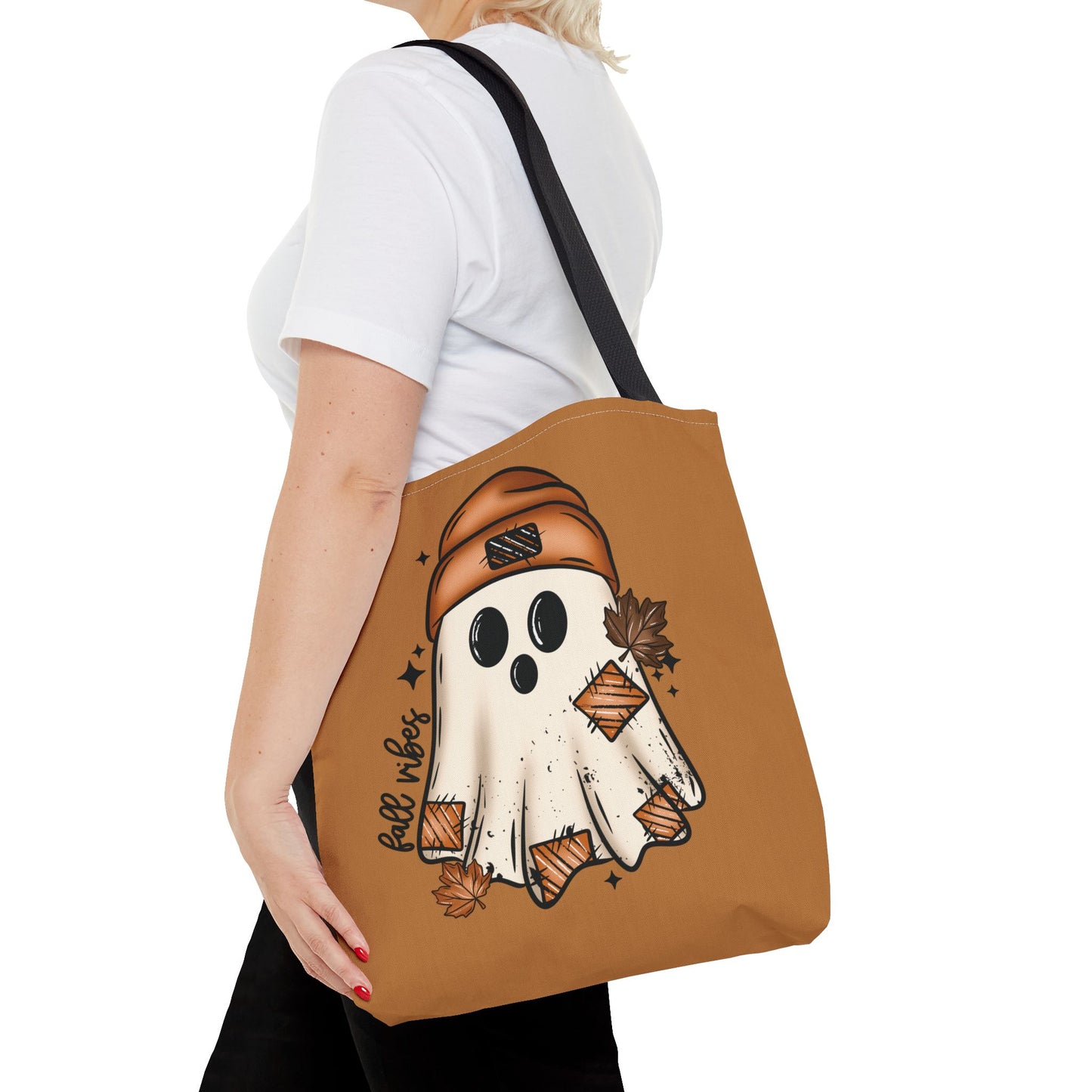 Fall Vibes Ghostie Tote Bag | Fall Seasonal Tote, Trick or Treat, Autumn Decor, Patchwork, Gift for Her