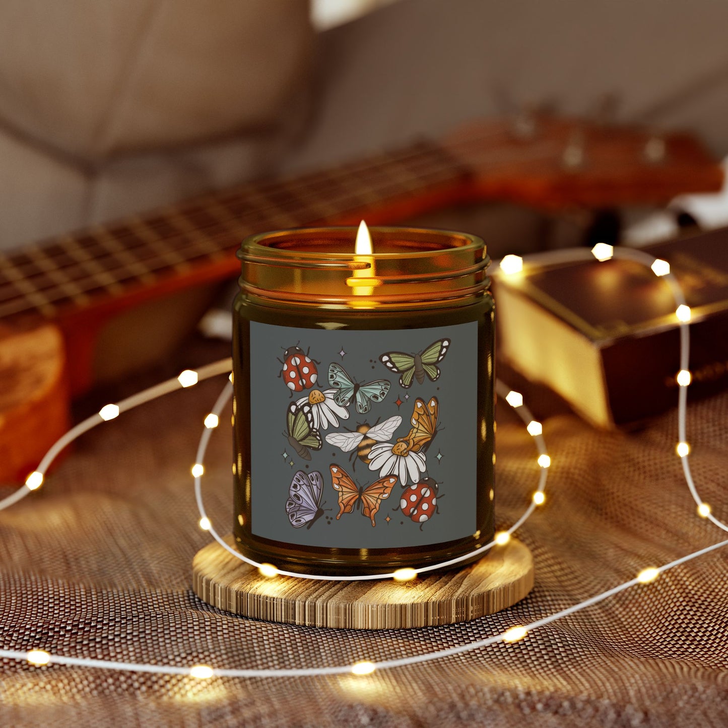 Butterflies, Bees and Ladybugs Scented Candle – Coconut Apricot Wax (9oz)