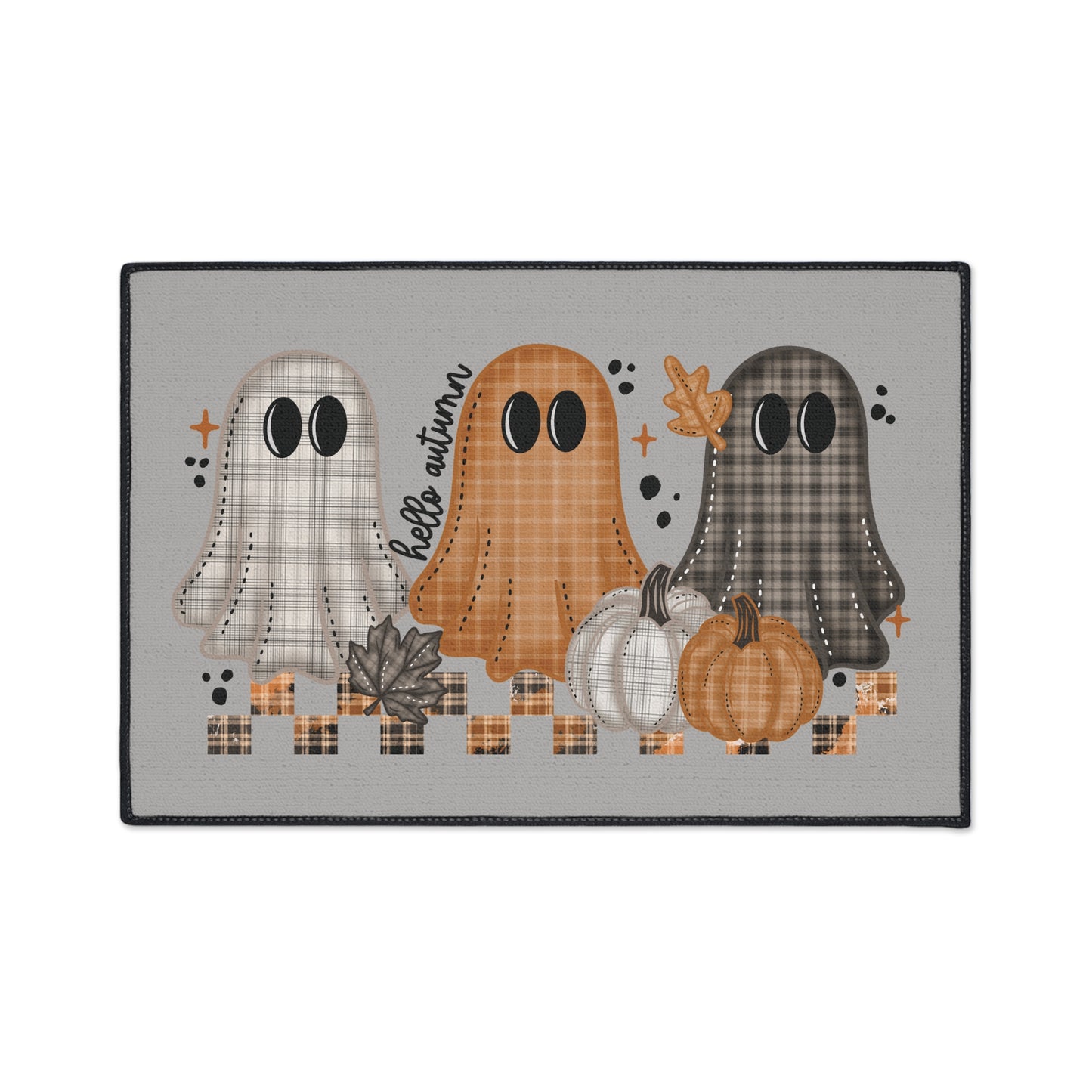 Hello Autumn Ghosties Floor Mat, Durable Entrance Rug, Autumn Decor, Home Welcome Mat, Pumpkin Welcome Mat, Seasonal Floor Mat
