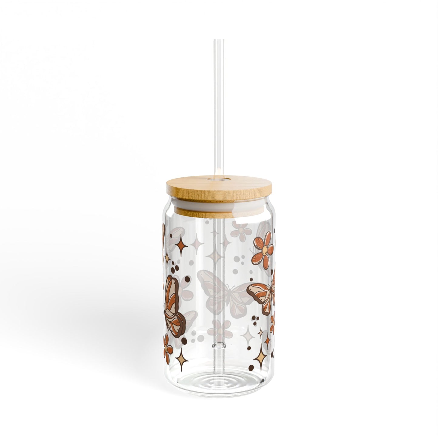 Fall Butterflies Sipper Glass, 16oz