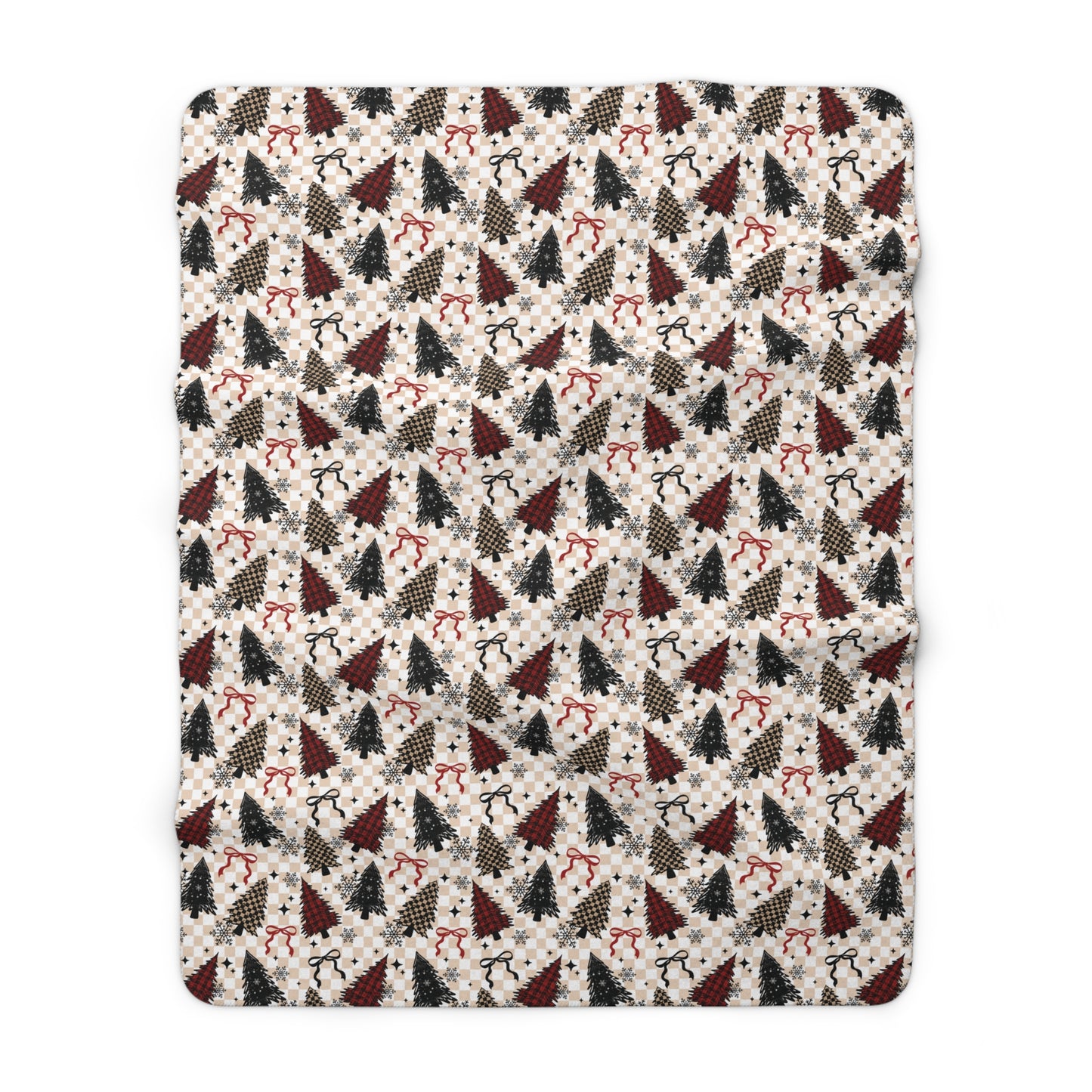 Plaid Christmas Trees Sherpa Fleece Blanket