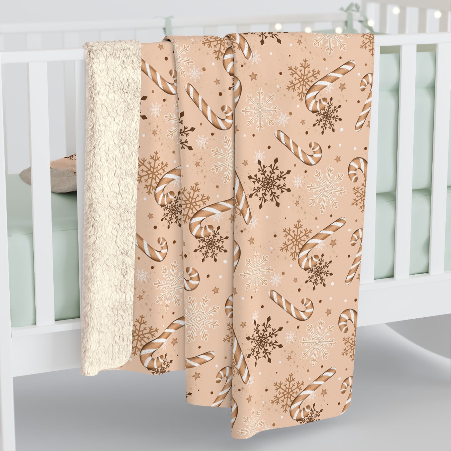 Candy Cane Snowflakes Sherpa Fleece Blanket
