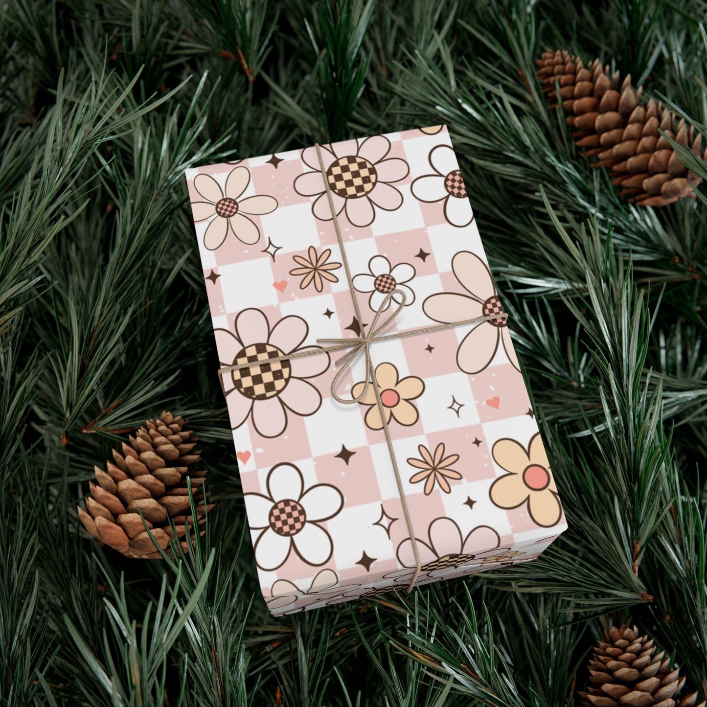 Pastel Floral Checker Gift Wrap Papers