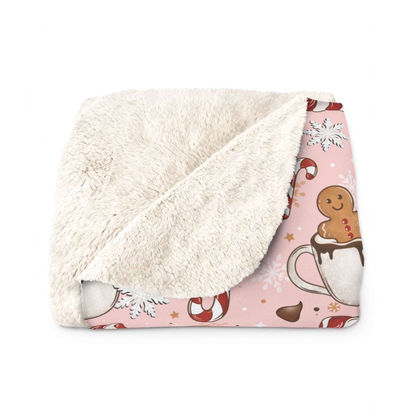 Gingerbread Hot Cocoa Sherpa Fleece Blanket