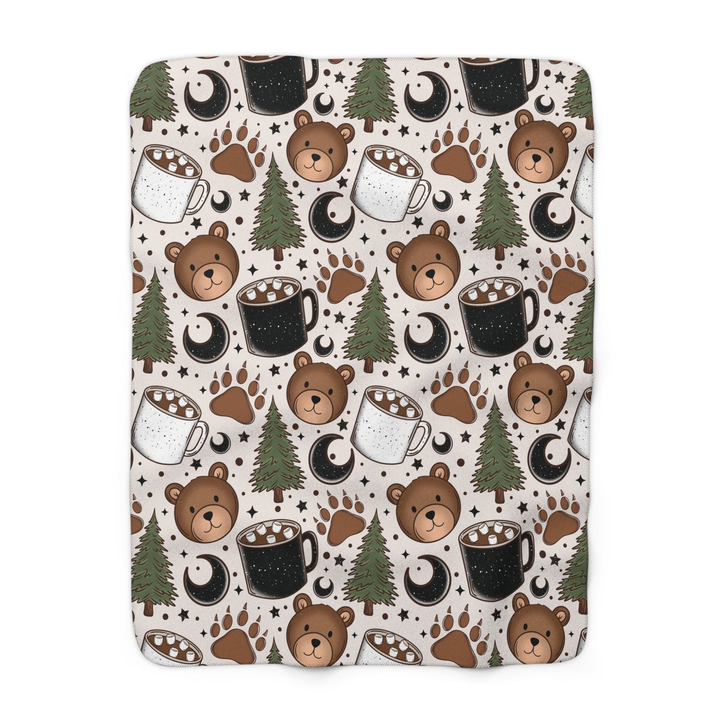Bear Camping Sherpa Fleece Blanket