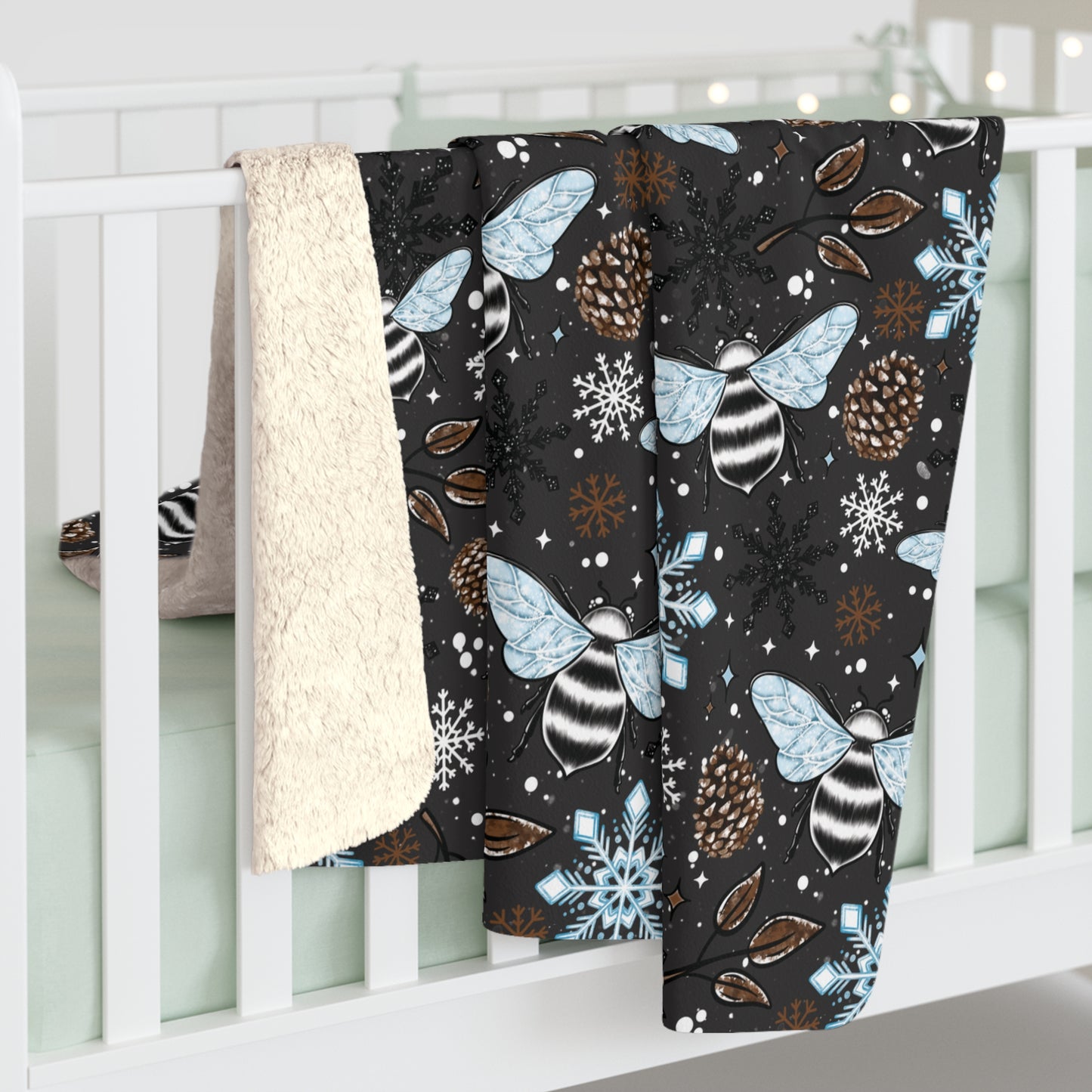 Winter Bees Sherpa Fleece Blanket