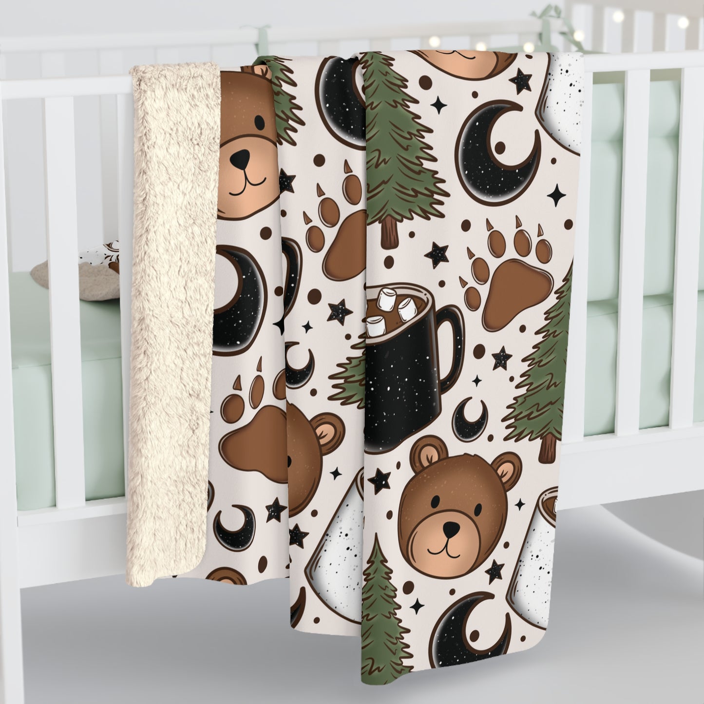 Bear Camping Sherpa Fleece Blanket
