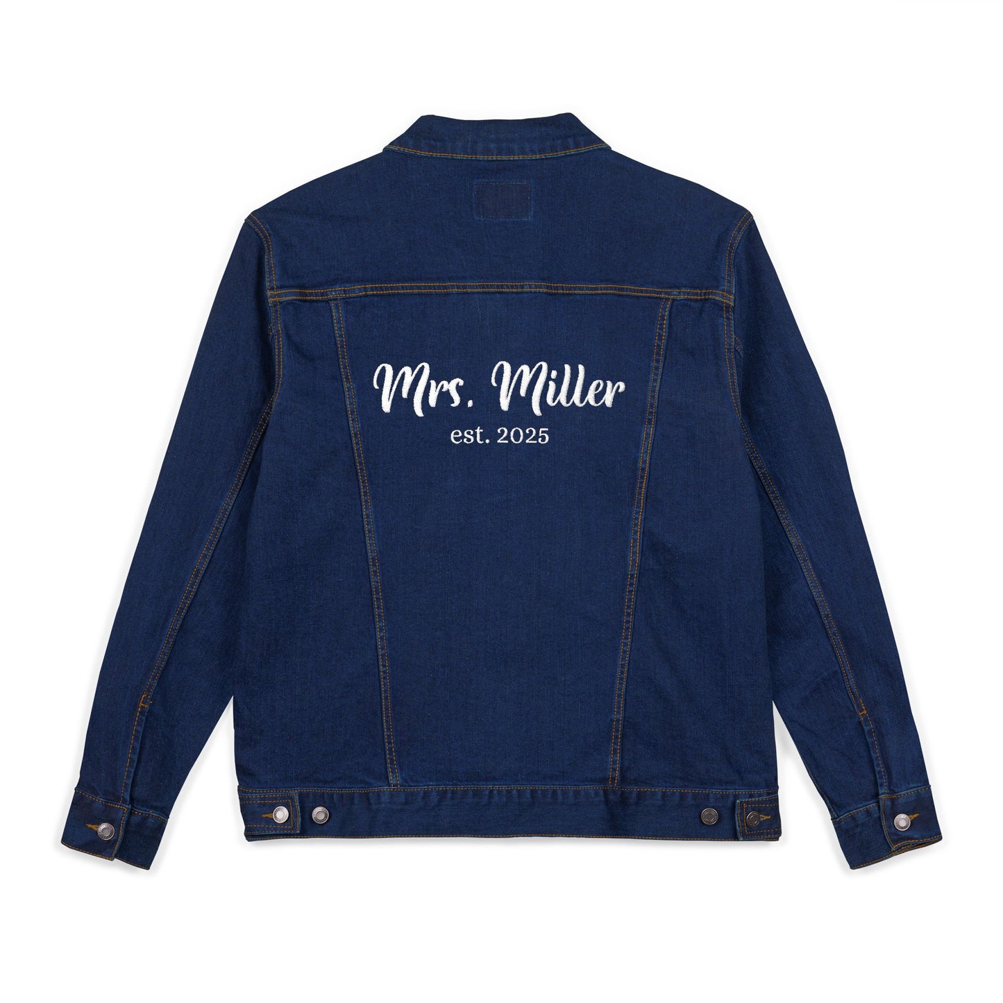 Personalized Mrs. Denim Jacket, Embroidered Jean Jacket for Newlyweds, Wedding Gift, Casual Style, Custom Denim Outerwear