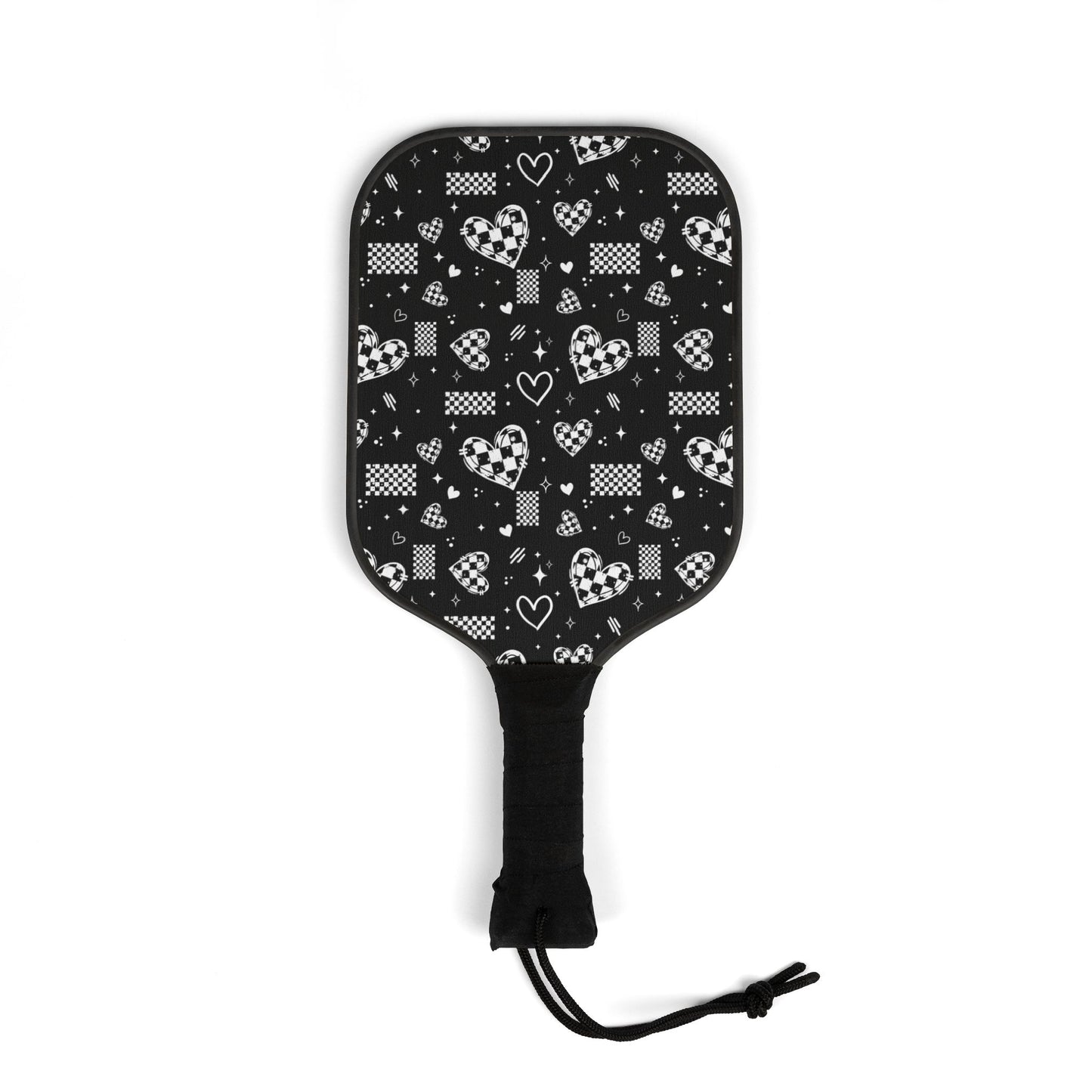Checker Hearts Pickleball Paddle Set with Balls