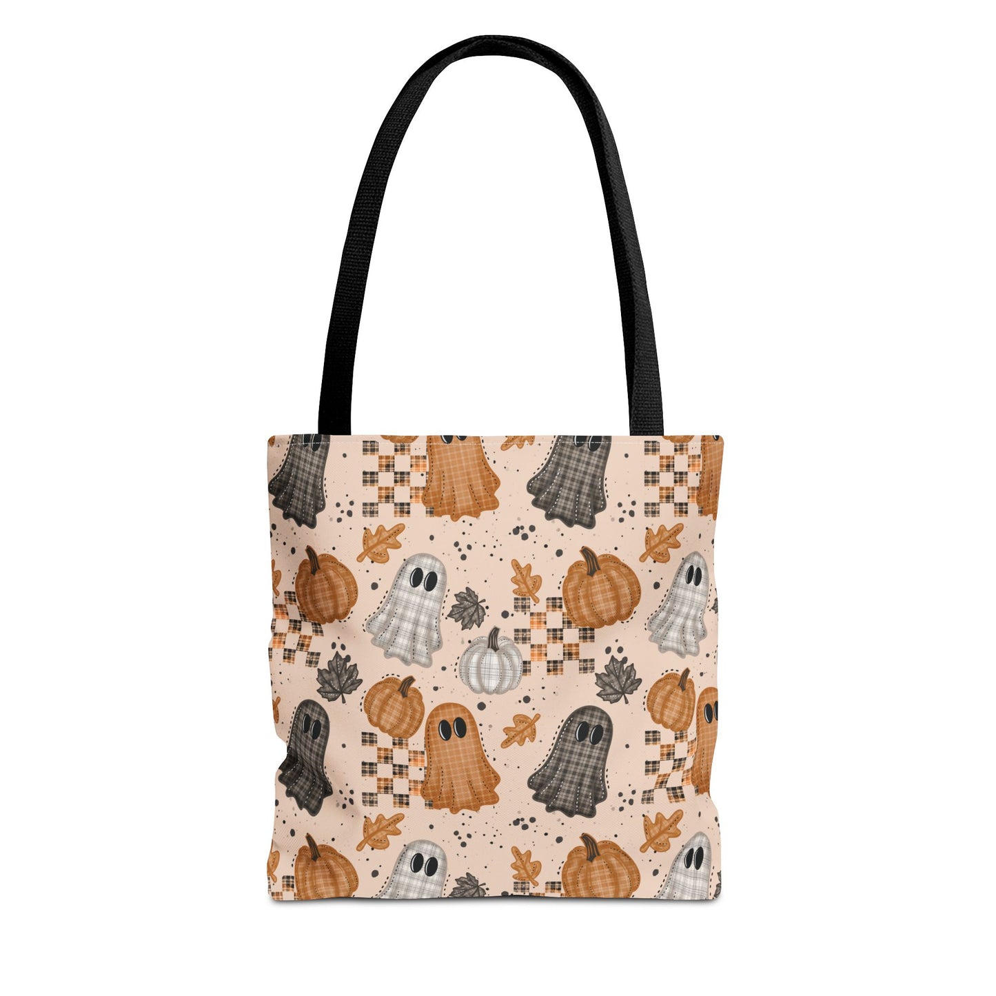 Plaid Ghosts Tote Bag - Fall Themed Halloween Fashion Accessory