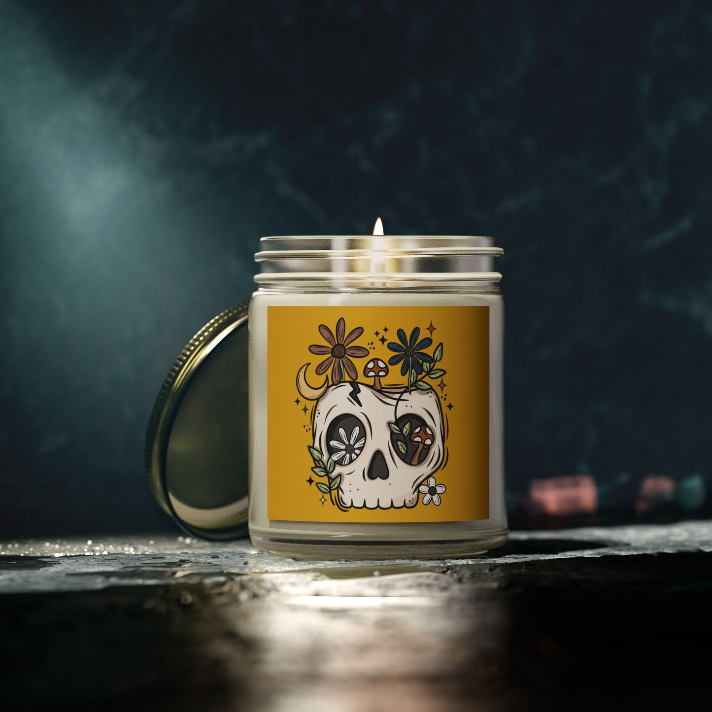 Skully Floral Scented Candle – Coconut Apricot Wax (9oz)