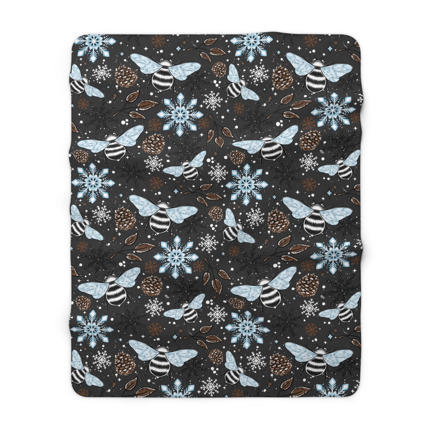 Winter Bees Sherpa Fleece Blanket