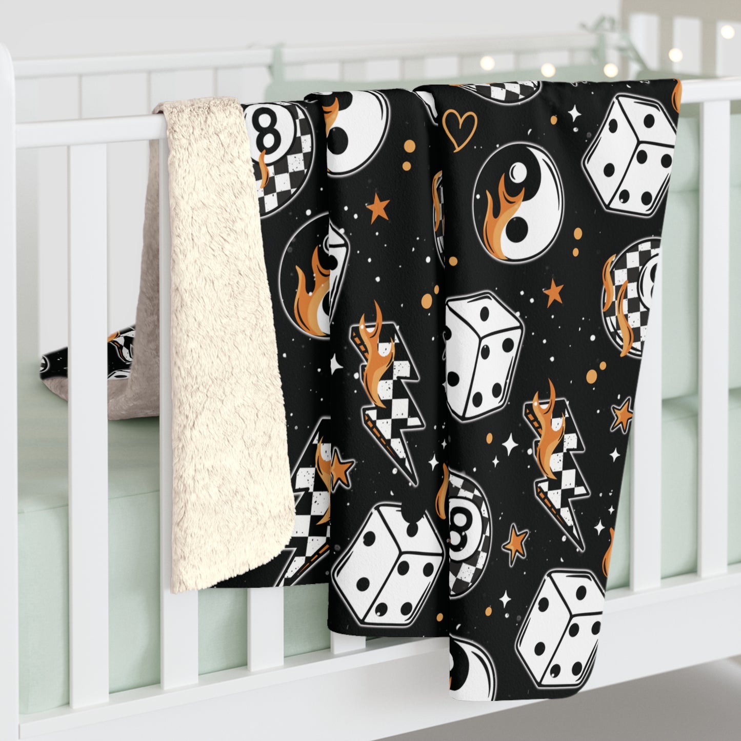 Magic Eightball Checker Sherpa Fleece Blanket