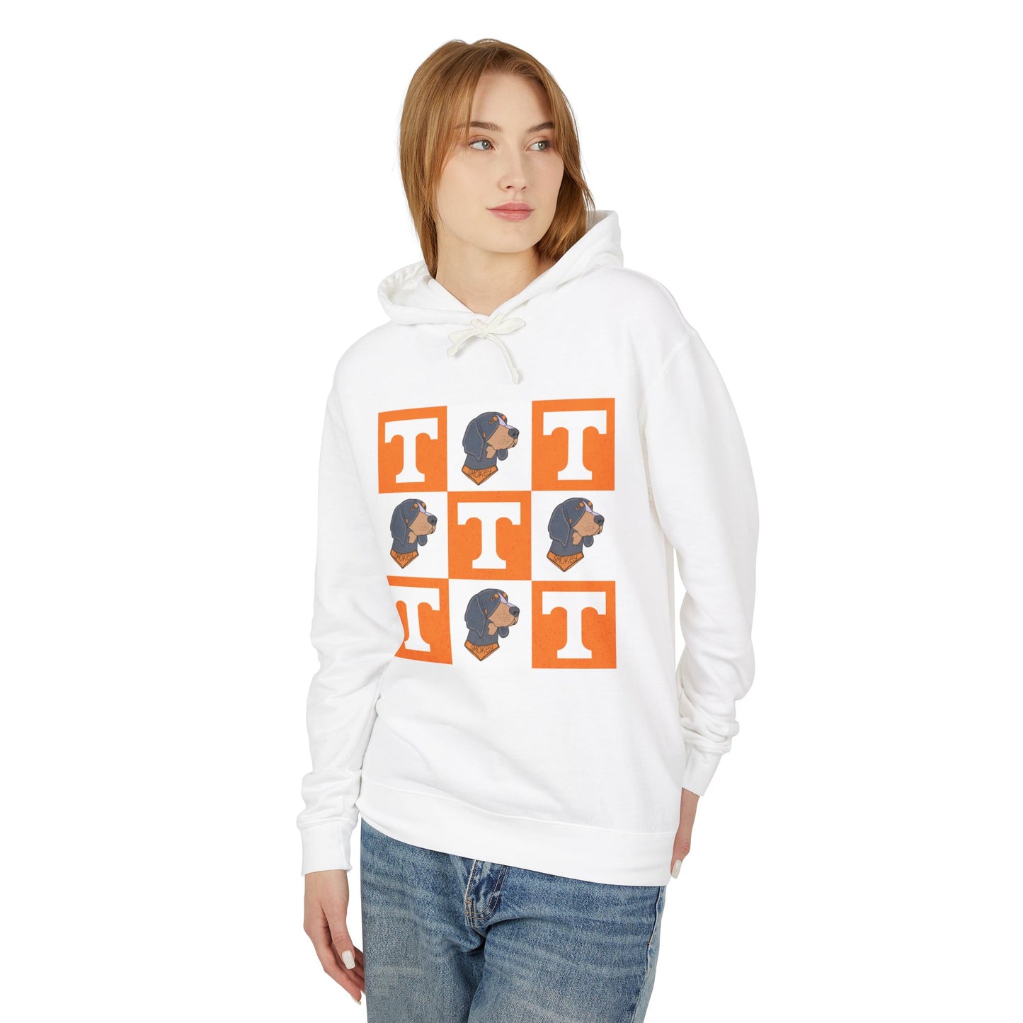 Unisex Lightweight Hooded Sweatshirt - Retro Dog Print