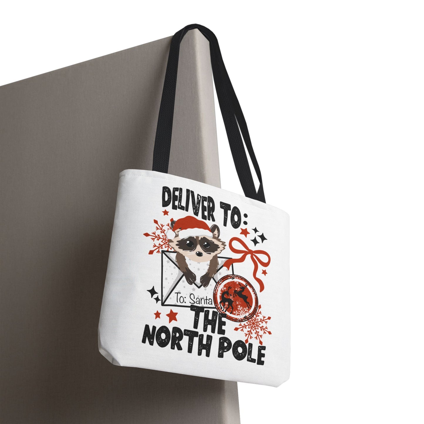 Deliver to the North Pole Raccoon Tote Bag
