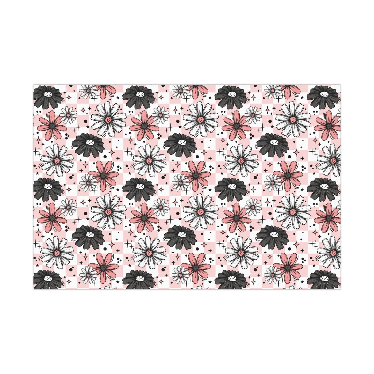 Pink and Grey Florals Gift Wrap Papers