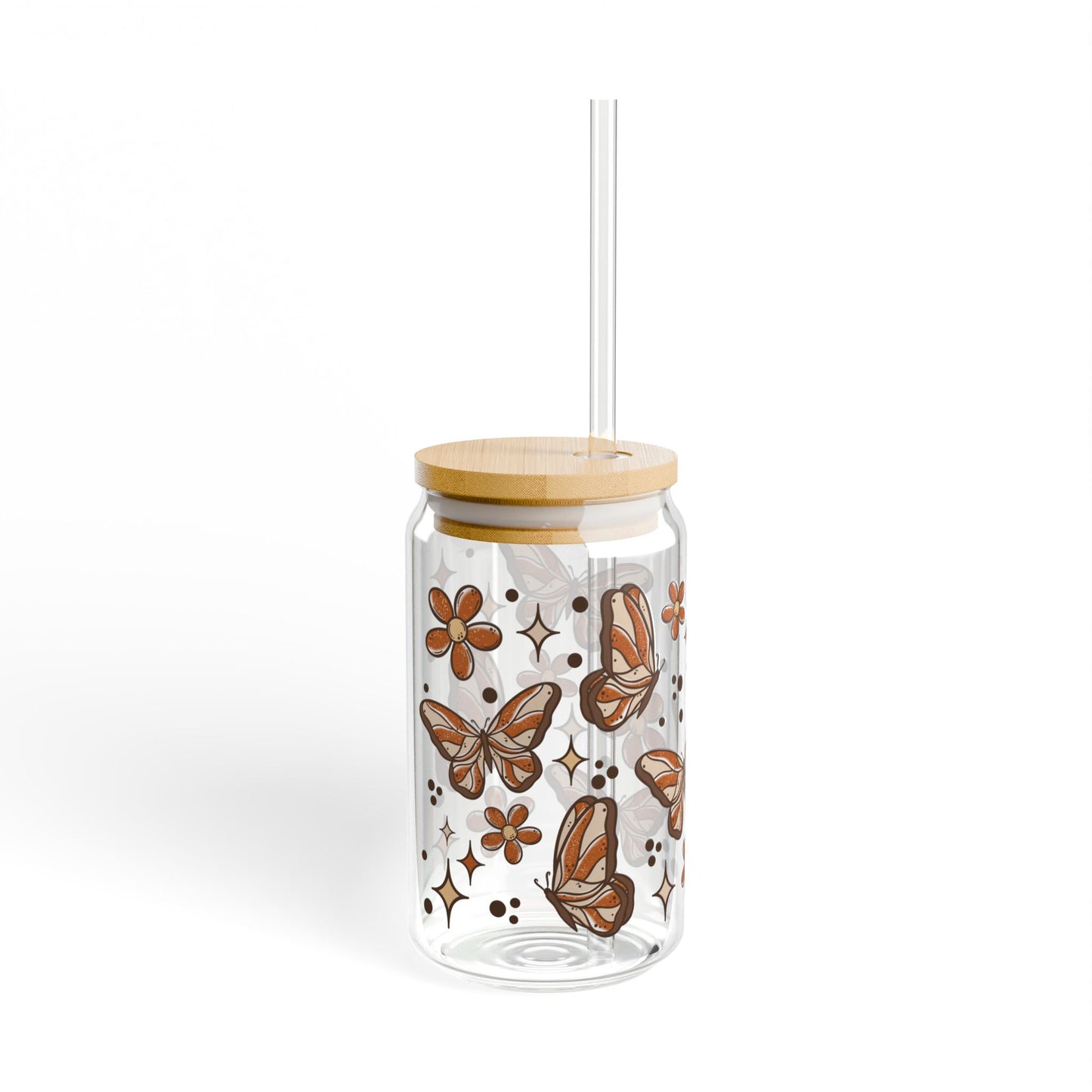 Fall Butterflies Sipper Glass, 16oz