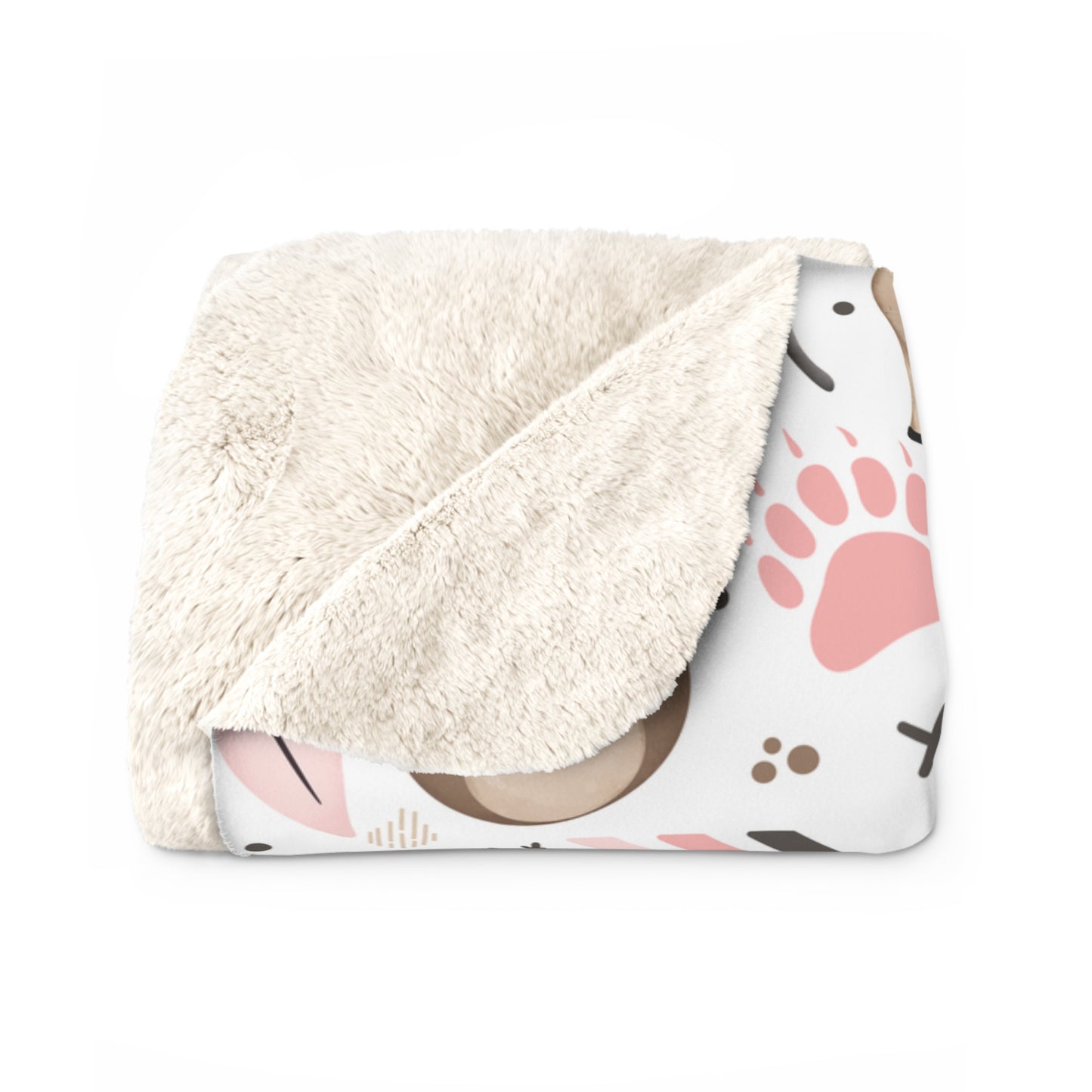 Pink Woodland Sherpa Fleece Blanket