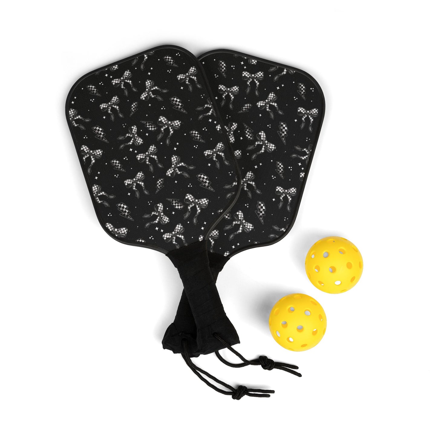 Checker Bows Pickleball Paddle Set with Balls