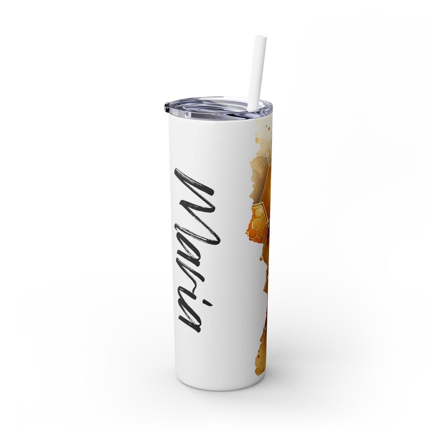 Personalized Honeycomb Skinny Tumbler - 20oz Travel Mug with Straw