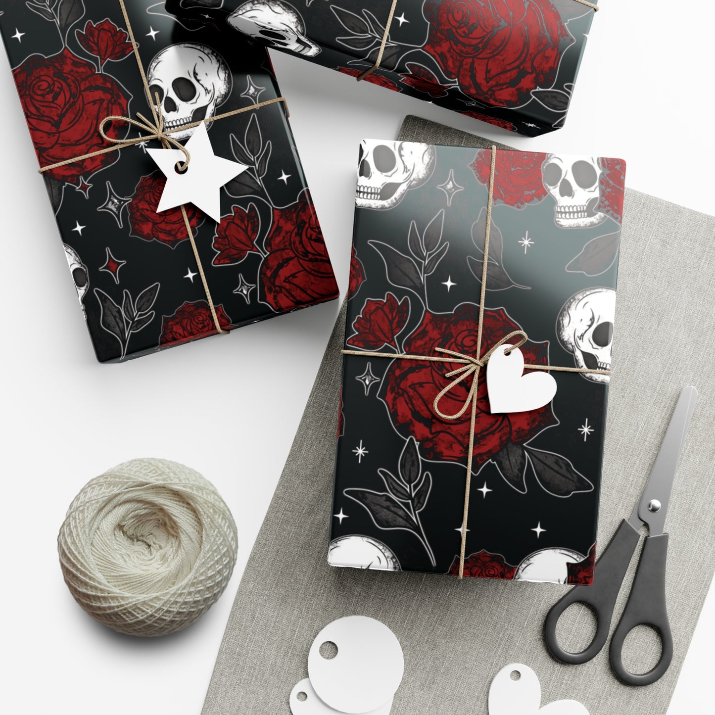 Skull and Roses Gift Wrap Papers