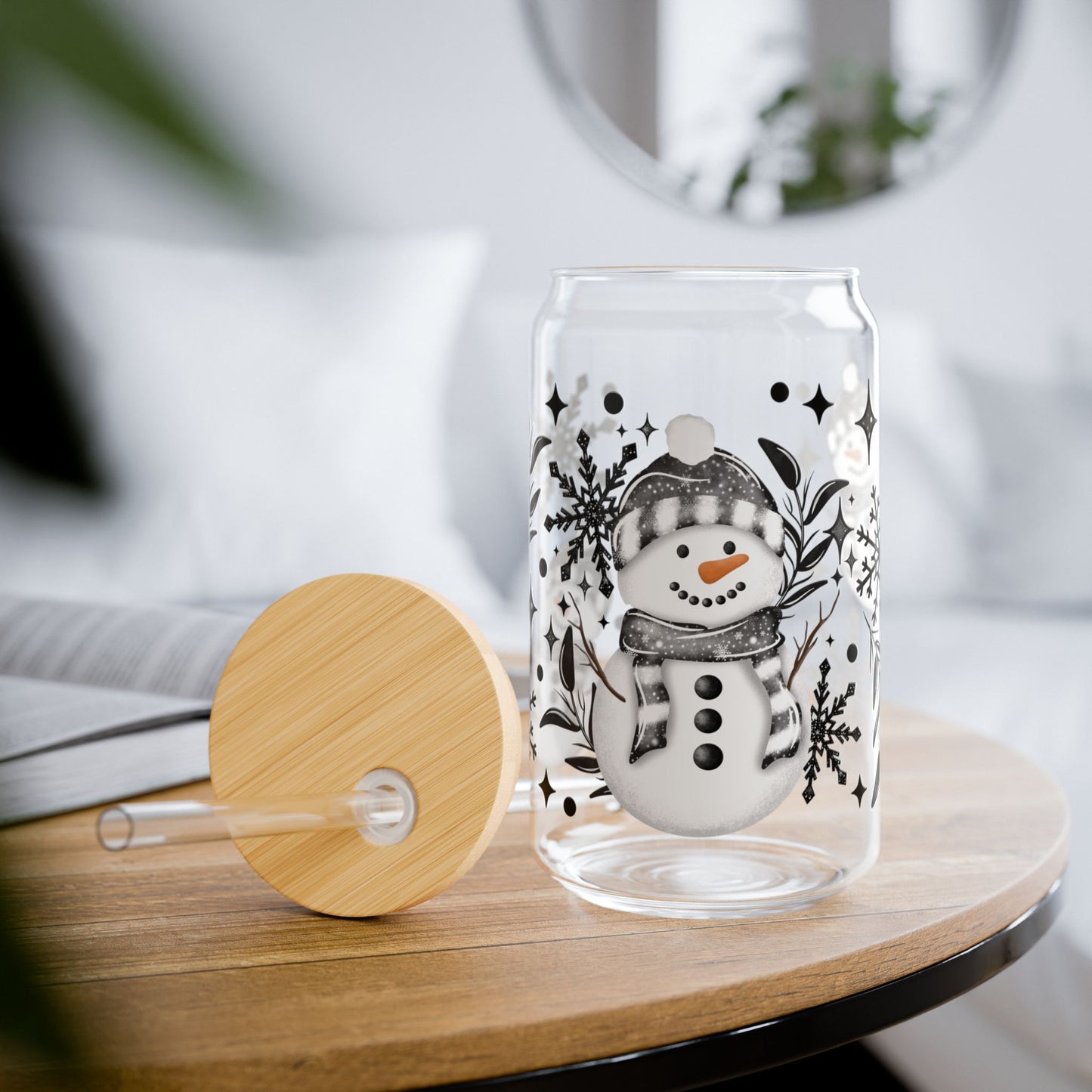 Snowman Sipper Glass, 16oz