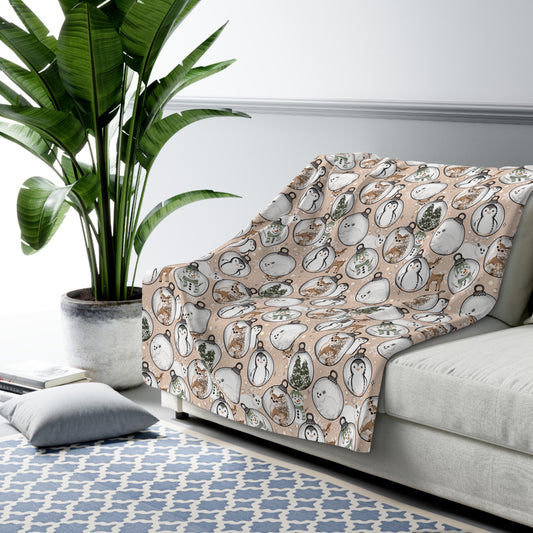Winter Ornaments  Sherpa Fleece Blanket