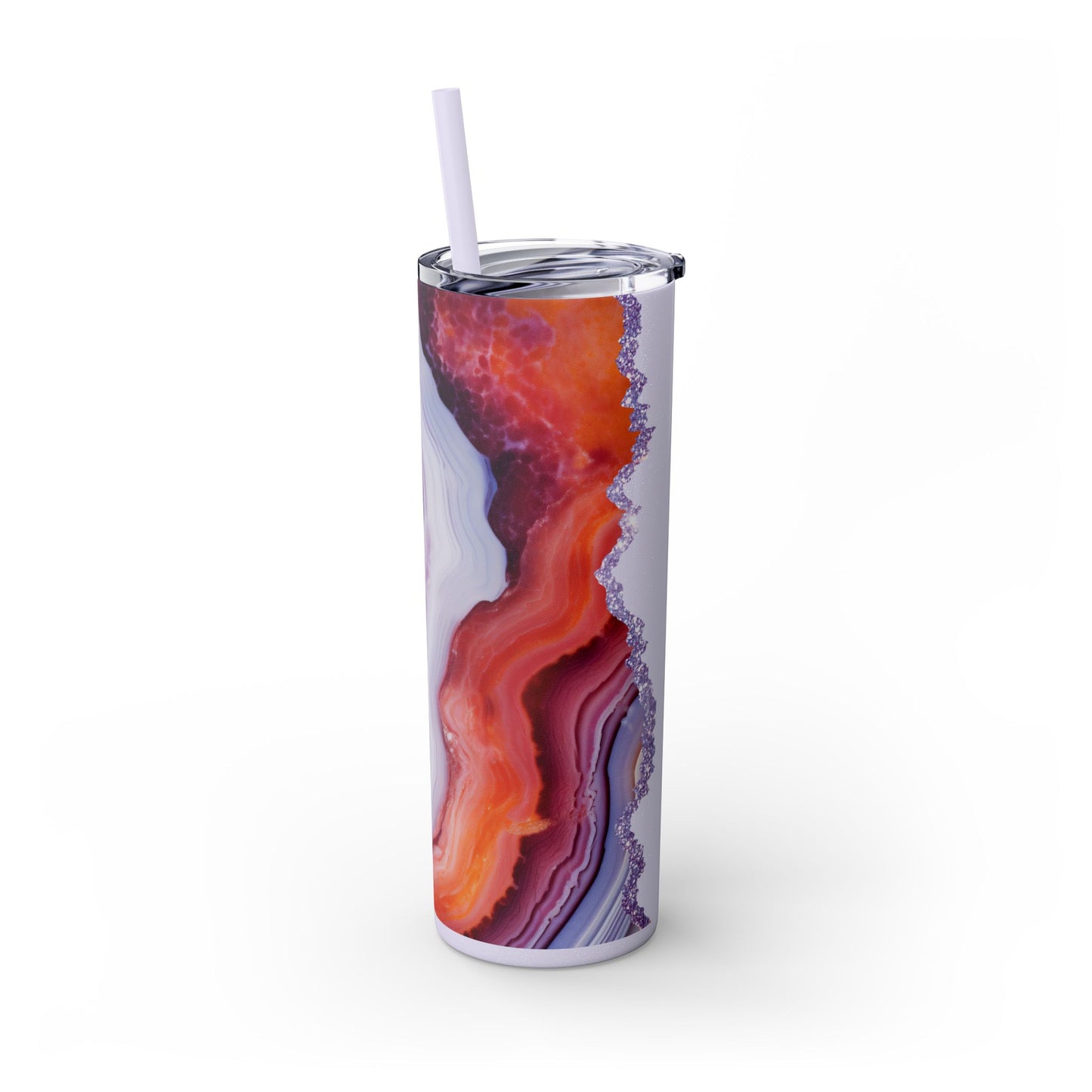 Personalized Lilac Agate Skinny Tumbler - 20oz Travel Mug with Straw