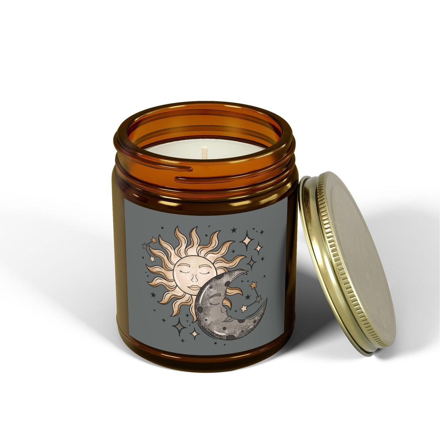 Celestial Scented Candle – Coconut Apricot Wax (4oz, 9oz) with Sun & Moon Design