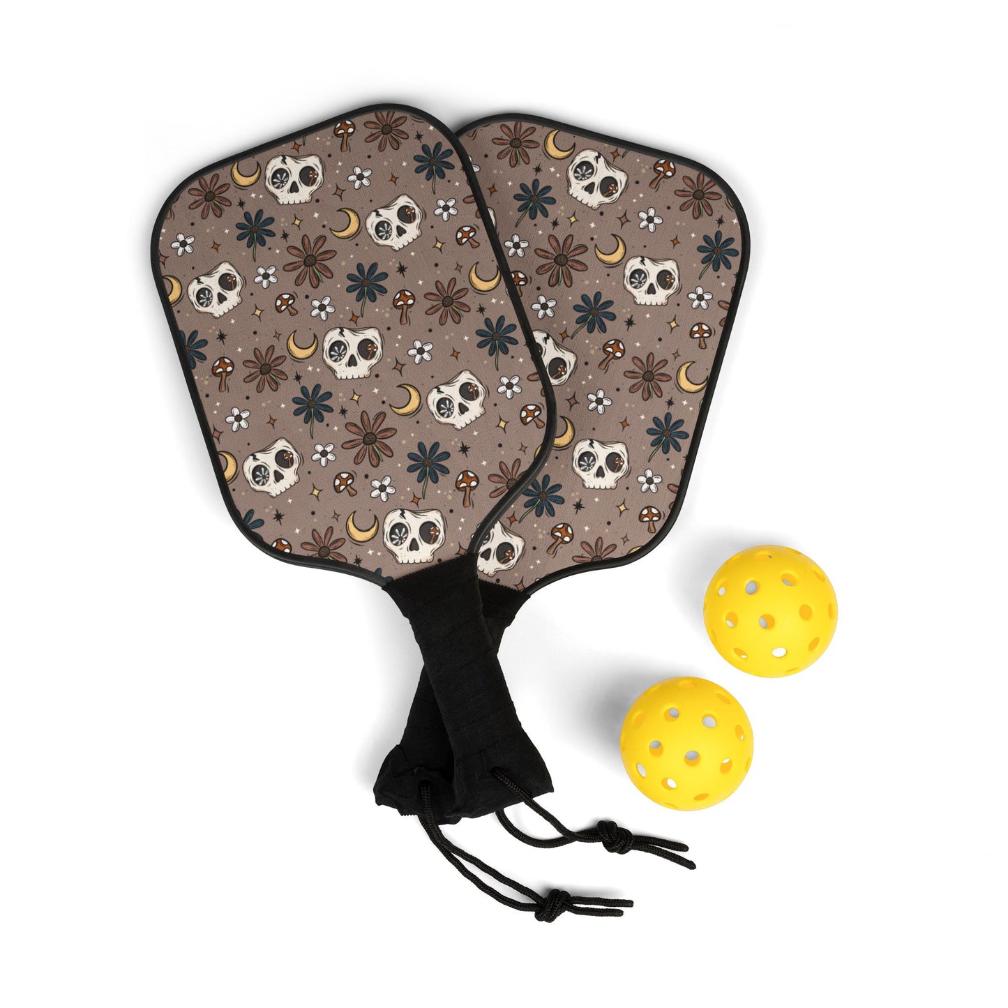Floral Skellie Pickleball Paddle Set with Balls