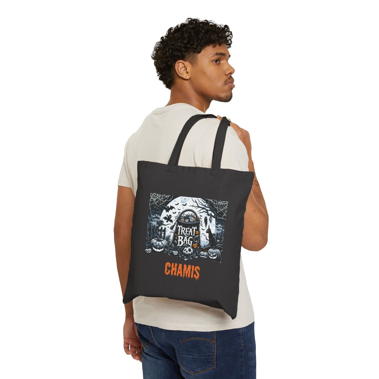 Personalized Ghost Skeleton Holloween Treat Bag - Chamis
